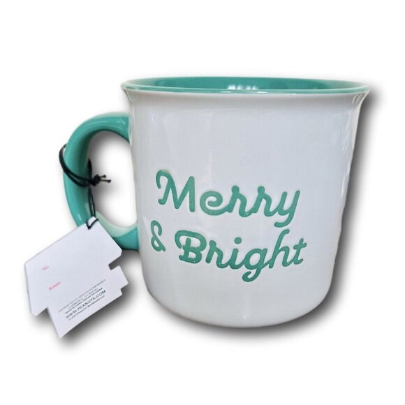 Peanuts Snoopy Christmas Present Mug Merry & Bright Snowflake 21oz Stoneware - Picture 2 of 5